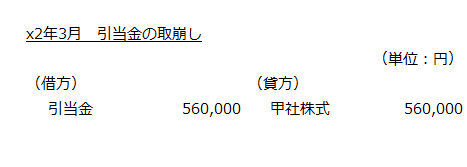 x2年3月　引当金の取崩し