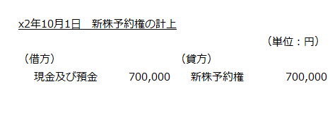 x2年10月1日　新株予約権の計上